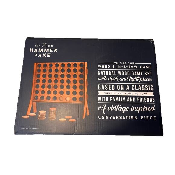 Tabletop 4-in-a Row Wooden Game Set 62 Piece - Picture 2 of 2